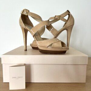 Pre-owned Jimmy Choo Kuki heels in Nude Patent Leather